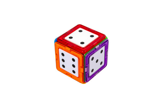 Colorful Educational Number Cube Toy Isolated on White Background