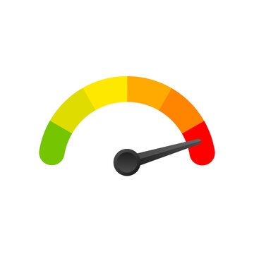 The pain scale gauge meter icon graphic with color levels against a black background