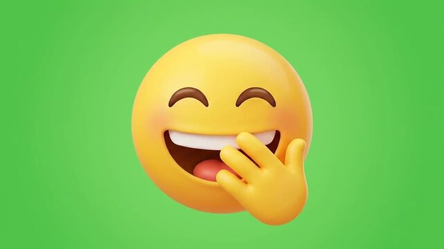 Six laughing yellow emojis on a green background
