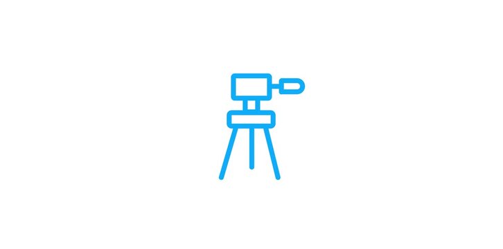 icon line motion graphic tripod.Tripod with camera icon. video shooting concept icon animation. camera mounted on tripod.