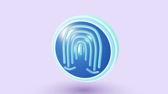 Blue digital fingerprint scan buttons for biometric security