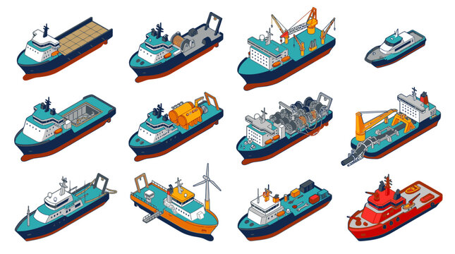 Diverse Fleet of Specialized Marine Research and Industrial Vessels