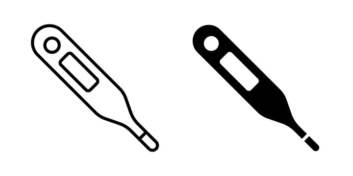 Digital thermometer icon flat outline in black