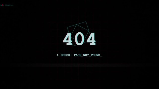 404 error page not found digital glitch screen design