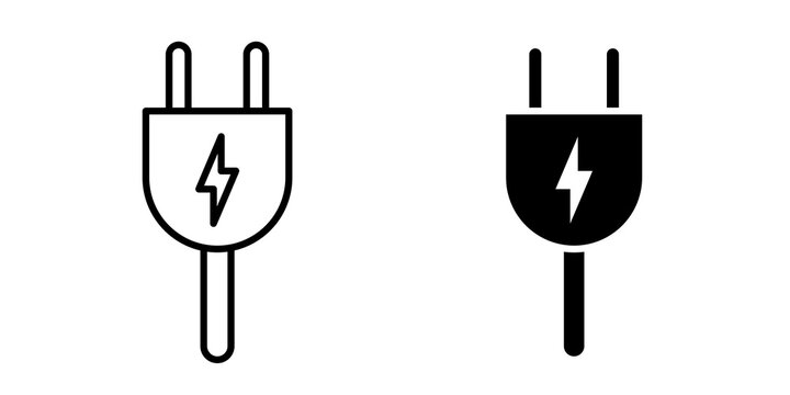 Electrical plug icon flat outline in black