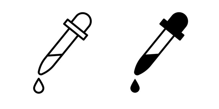 Eye dropper icon flat outline in black