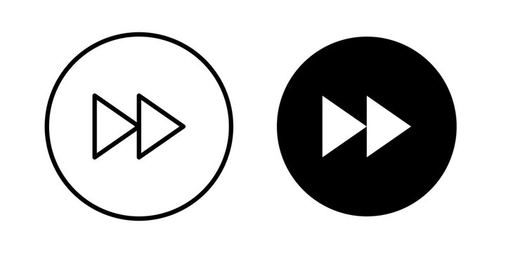 Fast forward icon flat outline in black