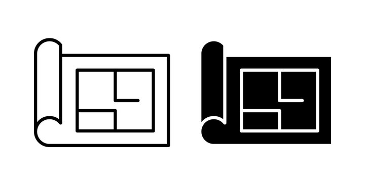 Floor plan icon flat outline in black