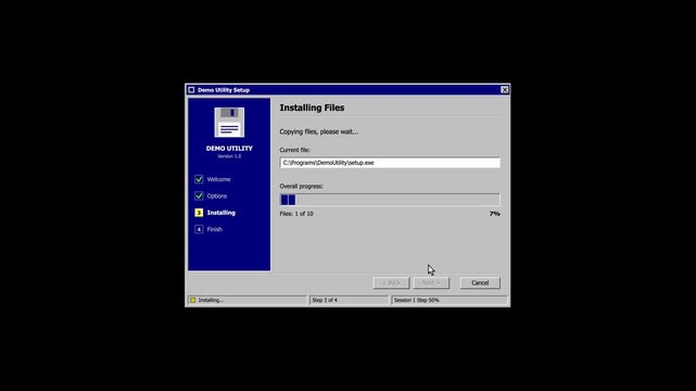 Retro Software Installation Wizard User Interface Process
