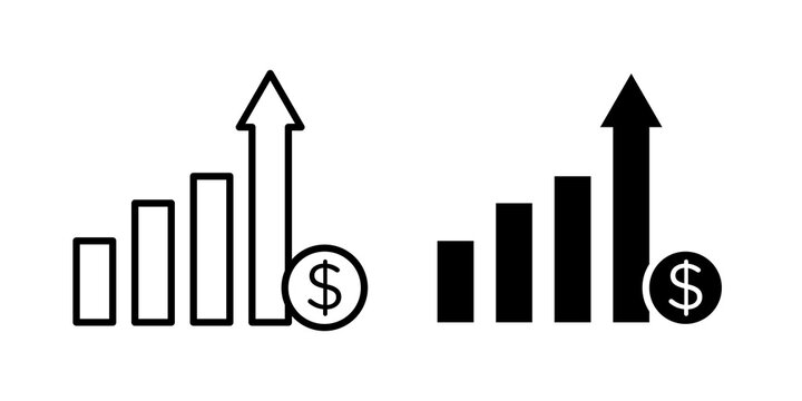 high cost icon flat outline in black