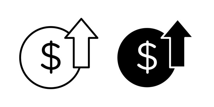 high cost icon flat outline in black