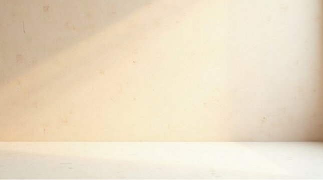 Fondo de marca neutro, l&iacute;nea de encuentro entre pared y superficie de mesa, iluminaci&oacute;n suave, elementos minimalistas