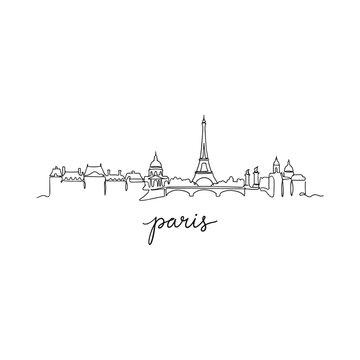 Paris skyline continuous line drawing vector illustration
