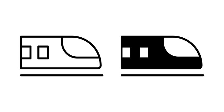Metro train icon flat outline in black