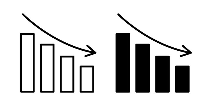 Negative trend icon flat outline in black