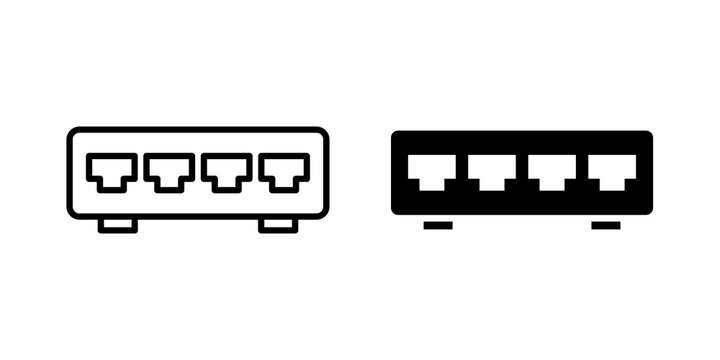 Network switch icon flat outline in black