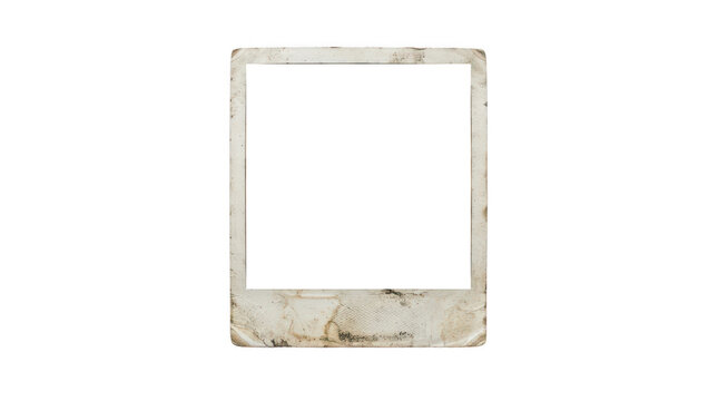 An old, faded polaroid photograph of a woman isolated on transparent background