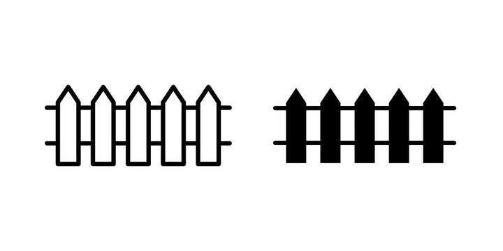 Plank fence icon flat outline in black