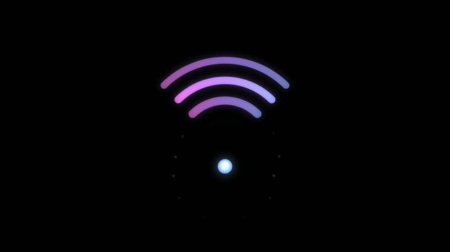 Purple WiFi Wireless Signal Icon Motion Graphics Animation