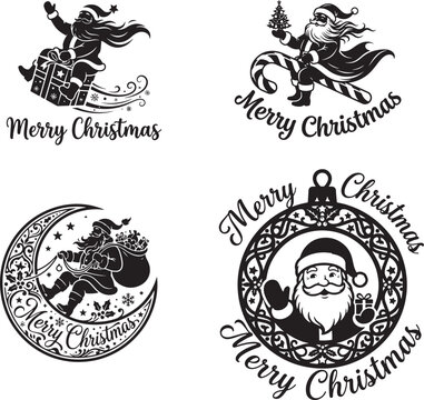 Santa Claus delivering gifts for festive Christmas holiday celebration with gift box and sleigh