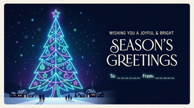 Bright Neon Christmas Greeting Card