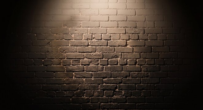 Rustic Warm Beige Brick Wall Backdrop with Soft Top Spotlight