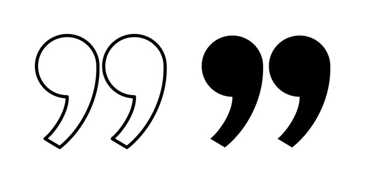Quote right icon flat outline in black