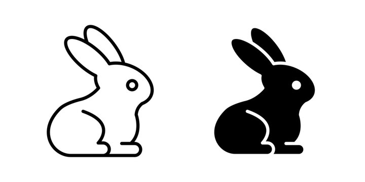 Rabbit icon flat outline in black