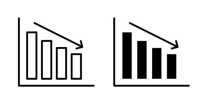 Reduction chart icon flat outline in black