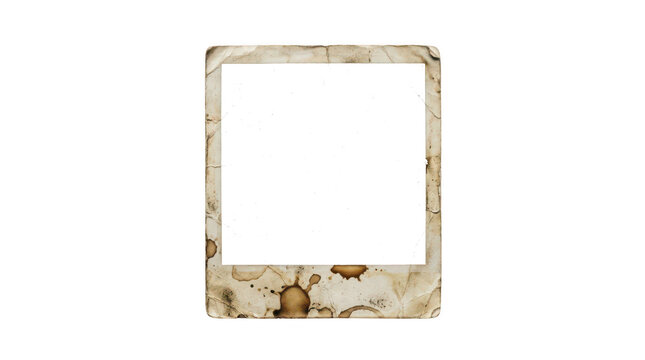 Blank old photo frame isolated on white isolated on transparent background