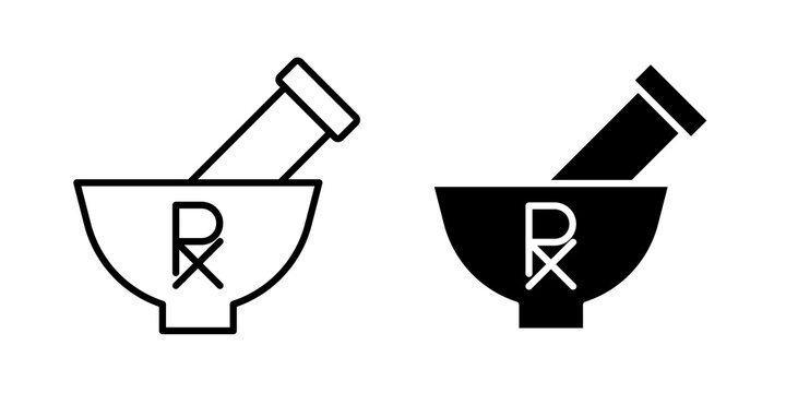RX icon flat outline in black