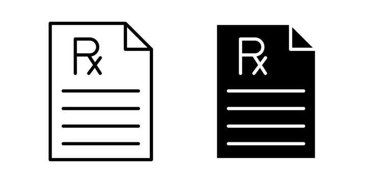 RX icon flat outline in black