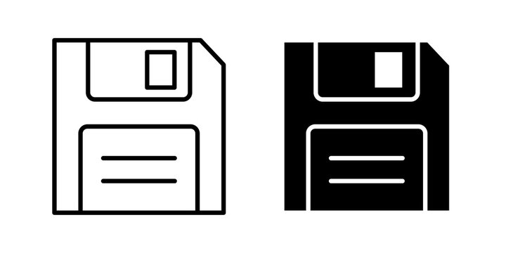 save button icon flat outline in black