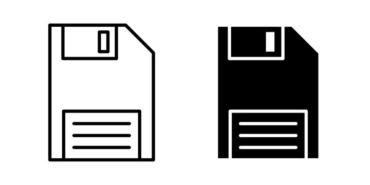 save button icon flat outline in black