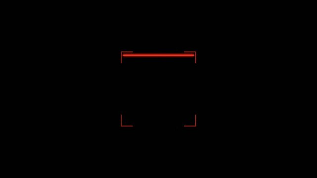Red digital scanner interface overlay on black background with glowing line for sci-fi HUD effects.