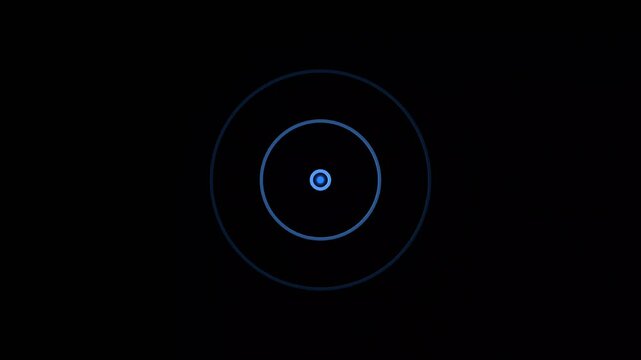 Blue concentric circle target graphic expanding on black background for motion graphics and video editing.