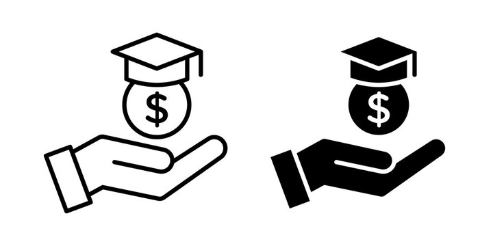 School fees icon flat outline in black