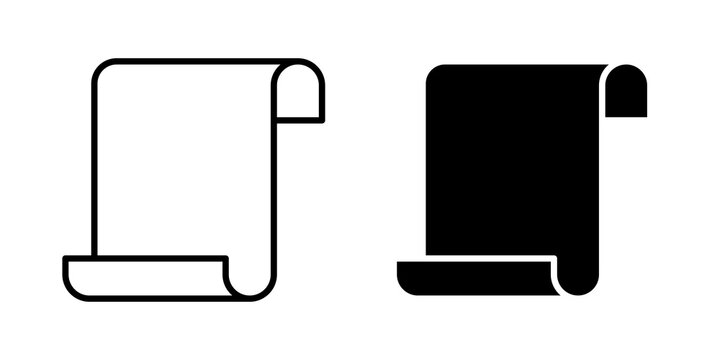Scroll paper icon flat outline in black