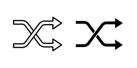 Obraz na płótnie Canvas Shuffle icon flat outline in black