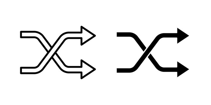 Shuffle icon flat outline in black