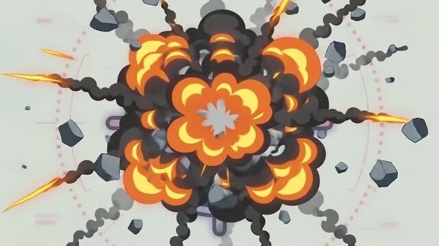 Animated Fighter Jet Targeted and Destroyed in Explosion