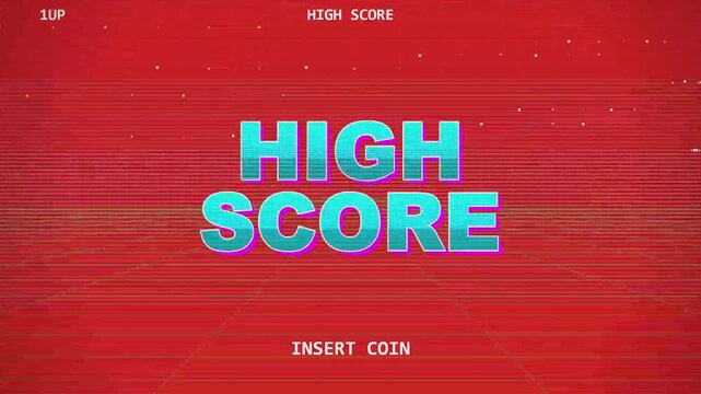 Retro Arcade High Score Screen Insert Coin Pixel Art