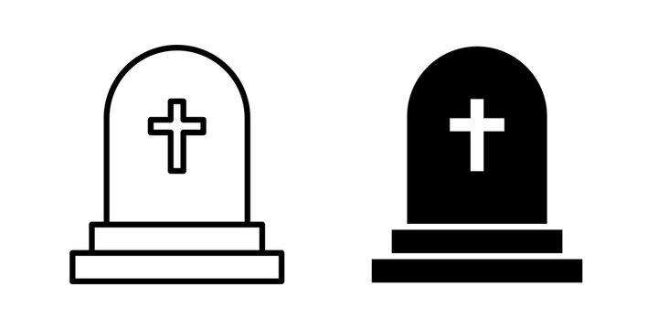 Tombstone icon flat outline in black
