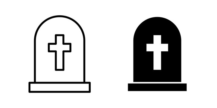 Tombstone icon flat outline in black