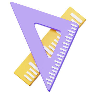 Triangle Ruler and Set Square Math Tools 3D Icon