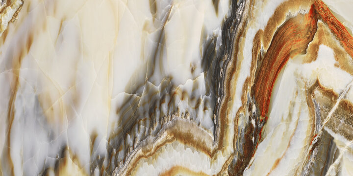 Luxury abstract agate and geode texture with translucent white crystals, flowing golden brown mineral veins, and intricate natural stone formations. Elegant layered patterns with warm amber, cream, an