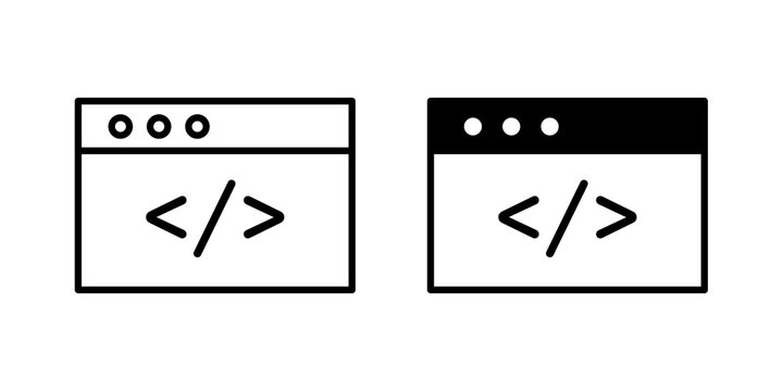 Web development icon flat outline in black