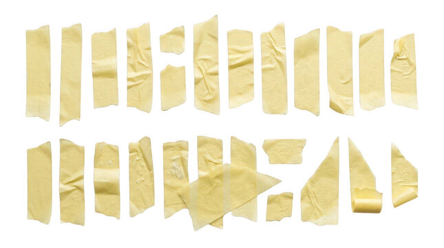 Set of masking tape pieces isolated on transparent background