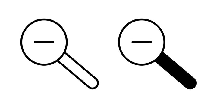 Zoom out icon flat outline in black