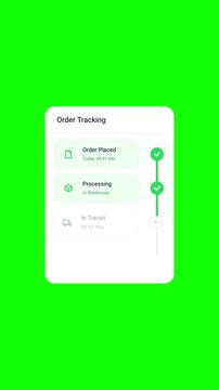 order tracking timeline widget on green screen background